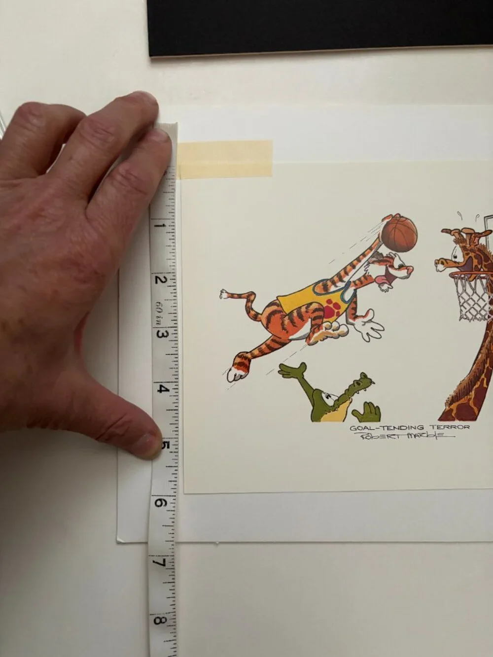 Robert Marble Goal Tending Terror Basketball Animal Cartoon Art Print Matted 8x6